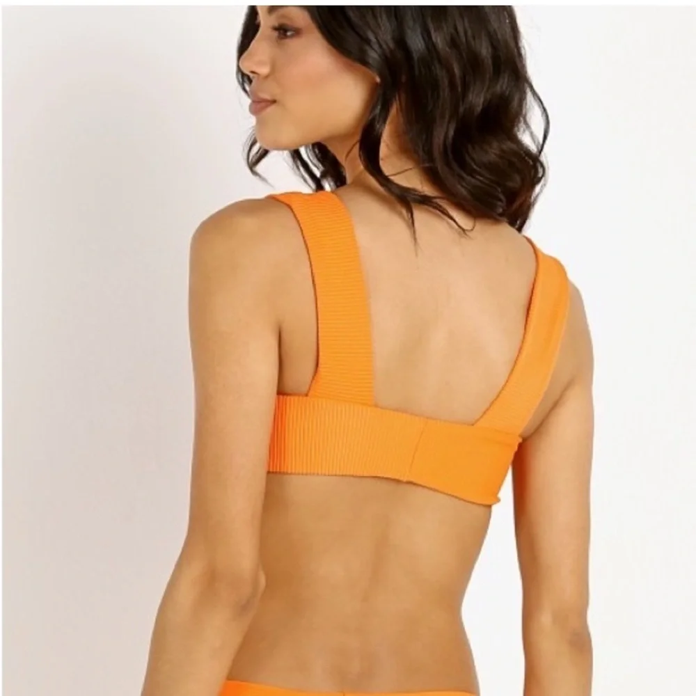 Frankie's Bikinis |‎ Sofia Orange Ribbed Bikini Top/XS Bottom/Small Beach Resort